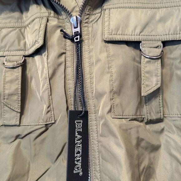 Blank NYC faux shearling sleeve utility bomber jacket size S - Picture 11 of 15
